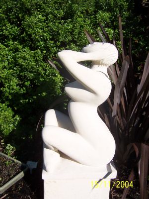 exposed to the elements - side view
She turns her face up to the sun, wind and rain... trully exposed to the elements.
Statue sits about 1 metre tall (plus base). Another statue people love to touch (very smooth)
Keywords: exposed to the elements side view