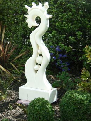 In the Groove
A neighbour of mine saw one of my other wacky pieces and said 'I bet you can't carve balls suspended within the stone.' I took that as a challenge and here it is!  - balls caught in the groove... A really fun, funky piece which always makes me smile.
Stands 1400mm tall
