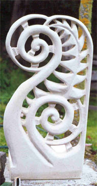 Curved Oamaru stone sculpture